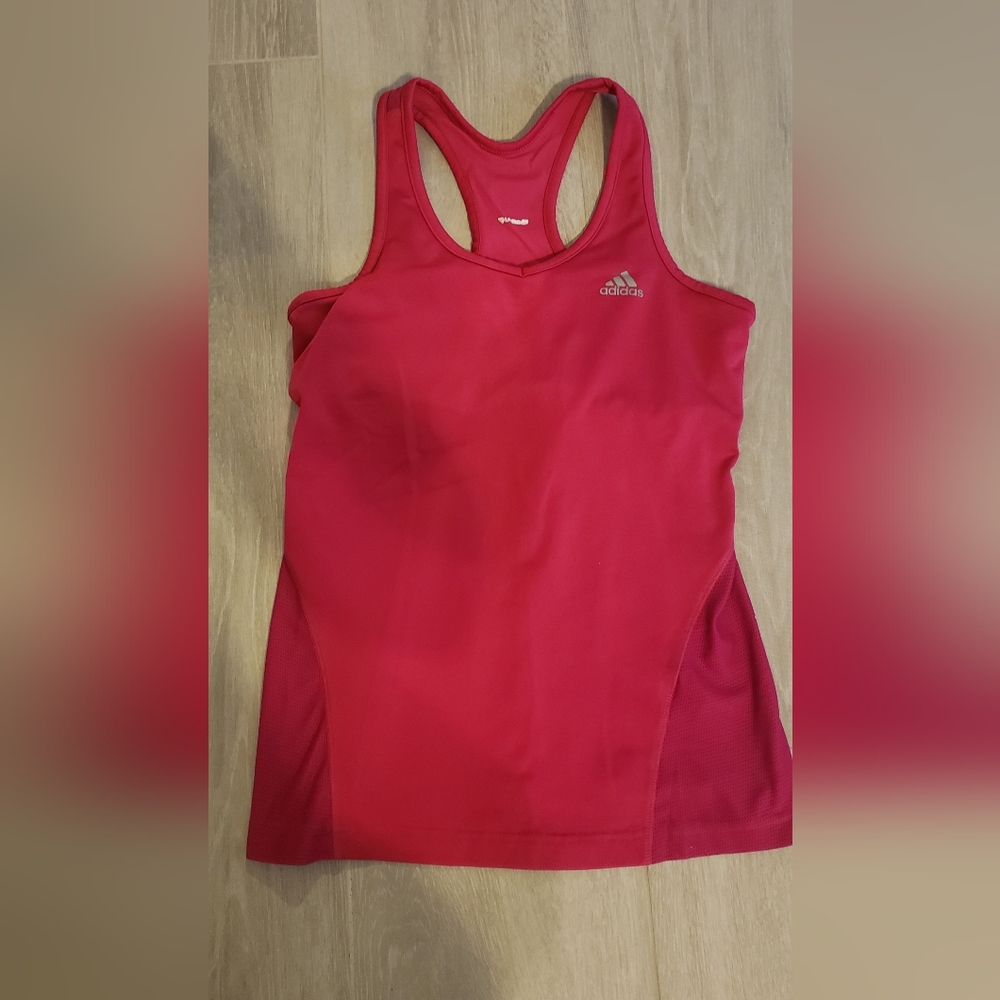 Adidas Racerback tank top, pink, with built-in bra, size medium